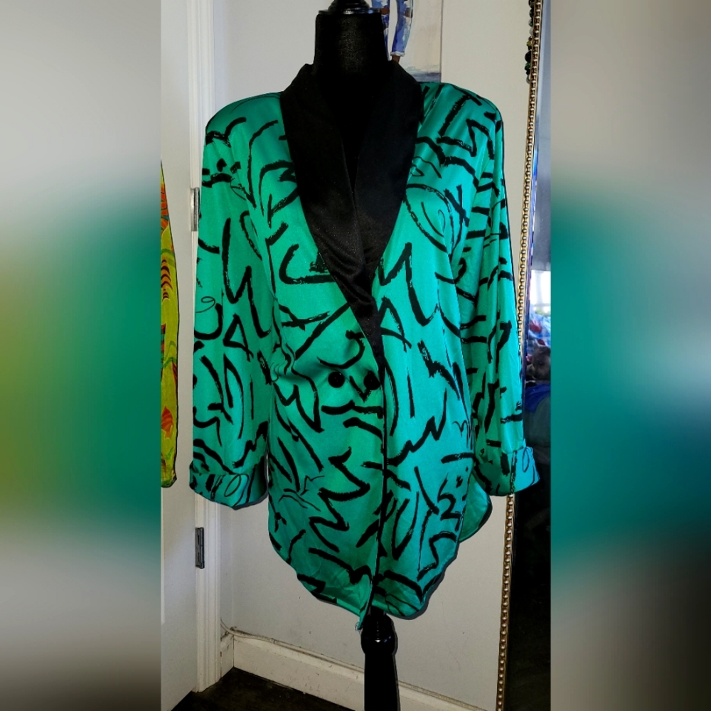 Vintage green and black blazer